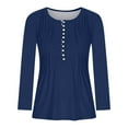 thumbnail image 3 of bnaln Womens Tops Fall Long Sleeve T Shirts V Neck Dressy Casual Pullover Henley Shirts Loose Fit Button Up Tunic Tops Blouses Pleated Tshirts Going Out Tops for Leggings, 3 of 4