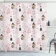 thumbnail image 1 of Ambesonne Pink Shower Curtain, Drawing Pattern Wedding, 69"Wx70"L, Pink White Black, 1 of 3