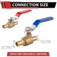 thumbnail image 2 of Válvula esférica EFIELD Pex Crimp Brass con puerto completo de 1/2 pulgada (paquete de 10), 2 of 7