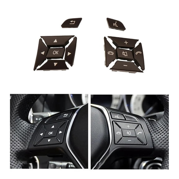Steering Wheel Switch Button Cover Brown For Mercedes Benz W204 C-Class 2012-14