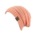 thumbnail image 2 of Trendy Warm Chunky Soft Stretch Cable Knit Slouchy Beanie Skully HAT20A-Peach, 2 of 2