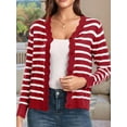 thumbnail image 2 of Women Cardigan Sweaters Long Sleeve Casual Light-Weight Button Down V-Neck Fall Sweater Red  XXL, 2 of 7