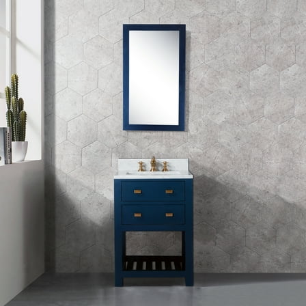 Water Creation Madalyn 24"W Wood Single Bathroom Vanity in Monarch Blue/White