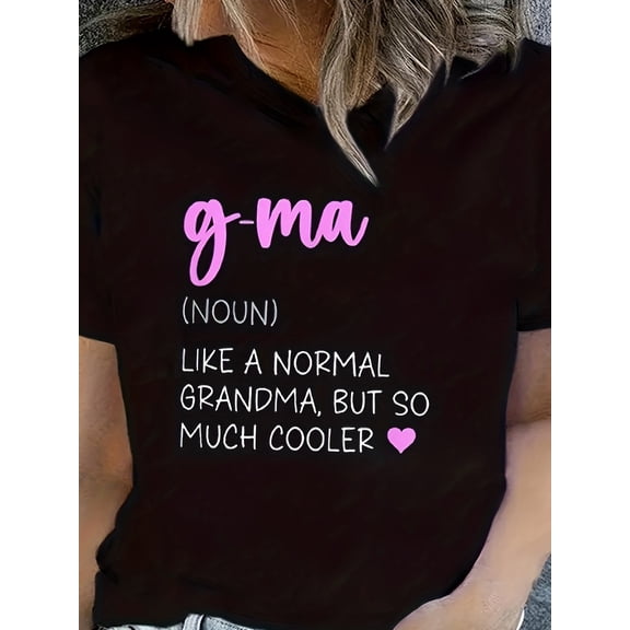 Funny G-Ma Definition T-Shirt, Cool Grandma Heart Graphic Tee, Humorous Gift for Grandmothers, Trendy Women's Apparel