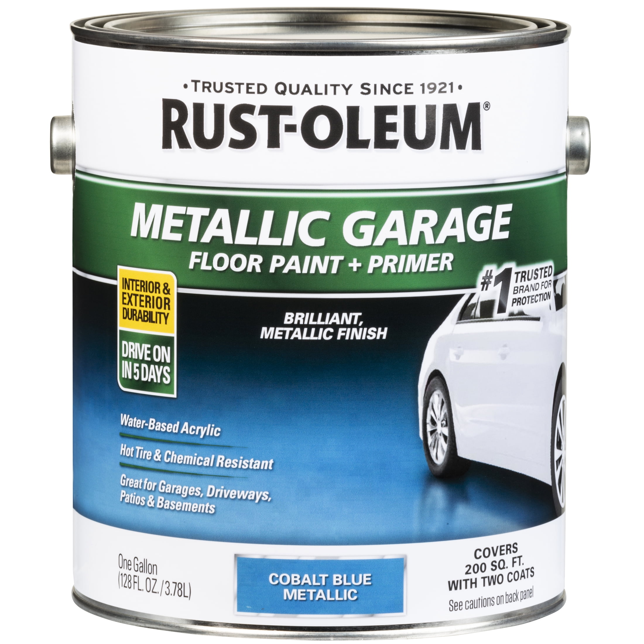 Rust-Oleum Metallic Garage Floor Paint and Primer Cobalt Blue Acrylic Paint Primer, 2 gal, 2 Pieces 2 Pack