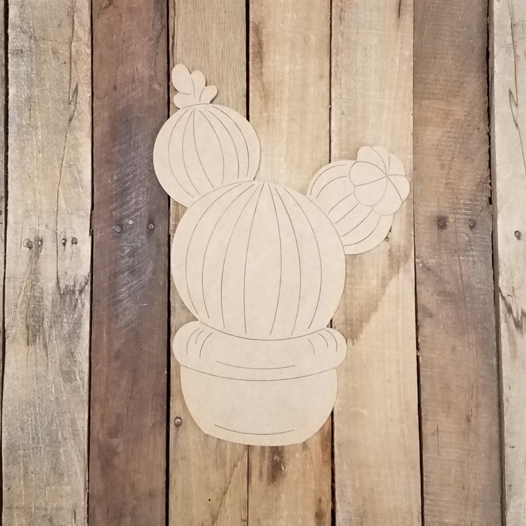 24" Fat Cactus Shape, Succulent Plant Wall Art, Wood Cutout, Paint by