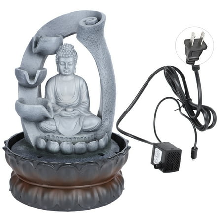 Resin Buddha Fountain: Soothing Water Sounds LED Light Ideal Home Office Decor