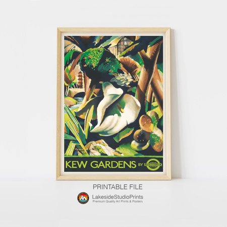 Kna Prints - 1 Pc Poster Kew Gardens London Dergrod Vintage Travel Instant Jpg File Printable Digital Art Decor For Living Room Bedroom,, UNFRAMED-16x24