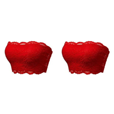 2 Pack Ladies Seamless Tube Top Lace Beauty Back Chest Wrapping Underwear Tube Tube Top plus Tube Top Jumpsuit Flowing Crop Tops for Women Strapless Tops for Women Padded Bandeau Bikini Top Tube Top