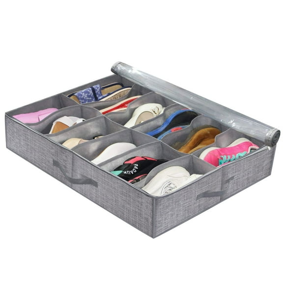 El Armario Para Zapatos Debajo De La Cama Tiene Capacidad Para 24 Pares De Zapatos. Armario Para Zapatos Debajo De La Cama Resistente Con Tapa Transparente.