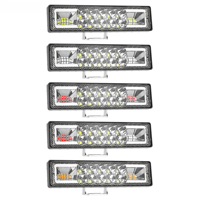 Luz de trabajo LED de llama nocturna para automóvil, tipo 16 LED, luz auxiliar de ingeniería con destello izquierdo y derecho de doble color