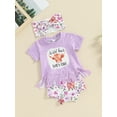 thumbnail image 3 of Suealasg Western Baby Girl Outfits Clothes Short Sleeve Cow Print Tassel Tops+ Elastic Waist Shorts + Headband Set 3Pcs Infant Toddler Summer Clothing, 3 of 9