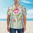 thumbnail image 2 of Pofeuu Vintage Wood Background with Floral Print Hawaiian Shirt for Men Sleeves Casual Button Down Summer Beach Dress Shirts T-Shirts,XX-Large, 2 of 7