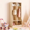 thumbnail image 1 of VEVOR 2-Section Kids Coat Locker, Wooden Toddler Cubby Storage Organizer with 4 Hooks & Anti-Tip Kit, Modern Kid Coat Cubbies with 4 Small Open Storage Boxes for Home, Kindergarten, Daycare, Natural, 1 of 9