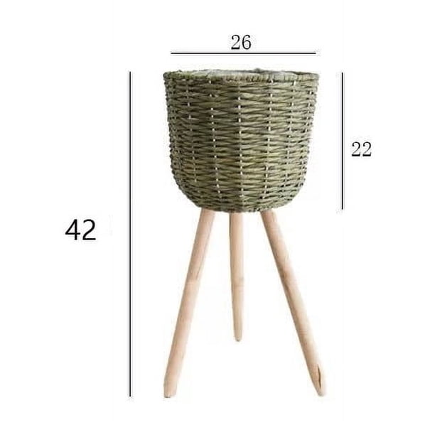 Maceta de suelo para flores, cesta de madera de ratán, de madera, sencilla, tejida, para sala de estar, balcón