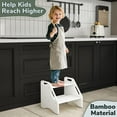 thumbnail image 6 of Jouetondream Two Step Stools, Bamboo Step Stool for kids, Non-Slip Toddler Stool with Handles for Bathroom, Bedside, kitchen, Living room, White, 6 of 8