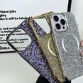 thumbnail image 2 of for iPhone Case,[Compatible with MagSafe] Crystal Diamond Glitter Bling Sparkly Soft Shockproof Cover for Women Girls Phone Case (Gold,iPhone 13), 2 of 6