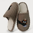thumbnail image 3 of Winter Scuff Slippers for Women Men Funny Matching Cat Embroidery Corduroy Home Shoes Memory Foam Slip on Slides Coffee 8, 3 of 4