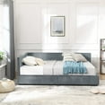 thumbnail image 4 of Full Size Upholstered Daybed with Storage, Mid-Century Modern Velvet Sofa Bed Frame, Tufted Backrest and Armrests, for Bedroom or Living Room, Grey, 4 of 8