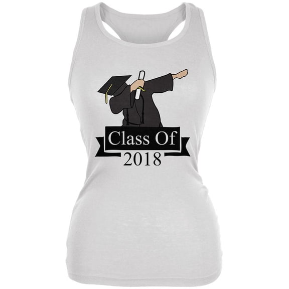 Dabbing Graduate Class Of 2018 Juniors Soft Tank Top White X-LG