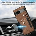 thumbnail image 2 of Nalacover For Google Pixel 8 Case Ring Holder Kickstand with Credit Card Holder, Back Flip Premium Leather Magnetic Clasp Removable Wirst Hand Strap Cover for Google Pixel 8, Brown, 2 of 14