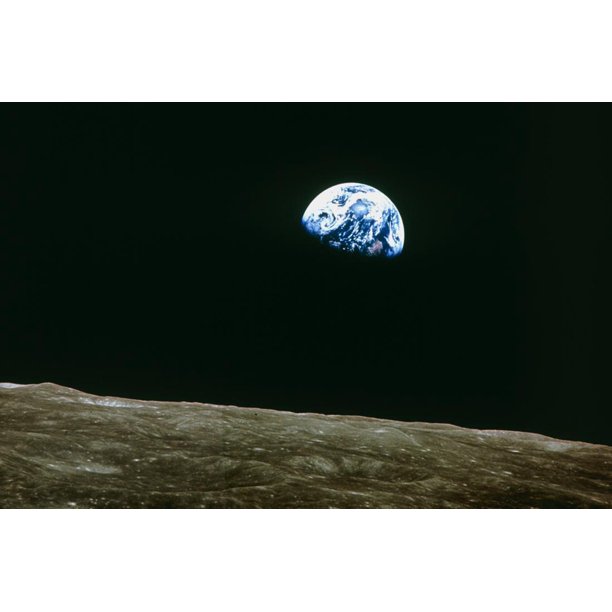 Earthrise Over Moon, Apollo 8 Print Wall Art - Walmart.com ...