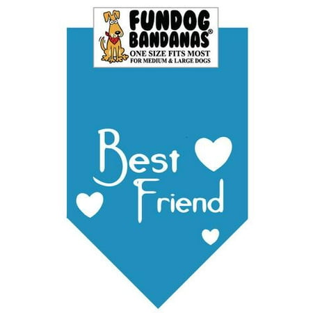 Fun Dog Bandana - BEST FRIEND - One Size Fits Most for Med to Lg Dogs, turquoise pet