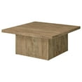thumbnail image 3 of Zet 36 Inch Square Coffee Table with Oversized Block Base- Mango Brown, 3 of 5