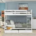 thumbnail image 3 of Full-Over-Full Bunk Bed with Ladders & 2 Storage Drawers (White) - Spacious for Guests & Storage!, 3 of 13