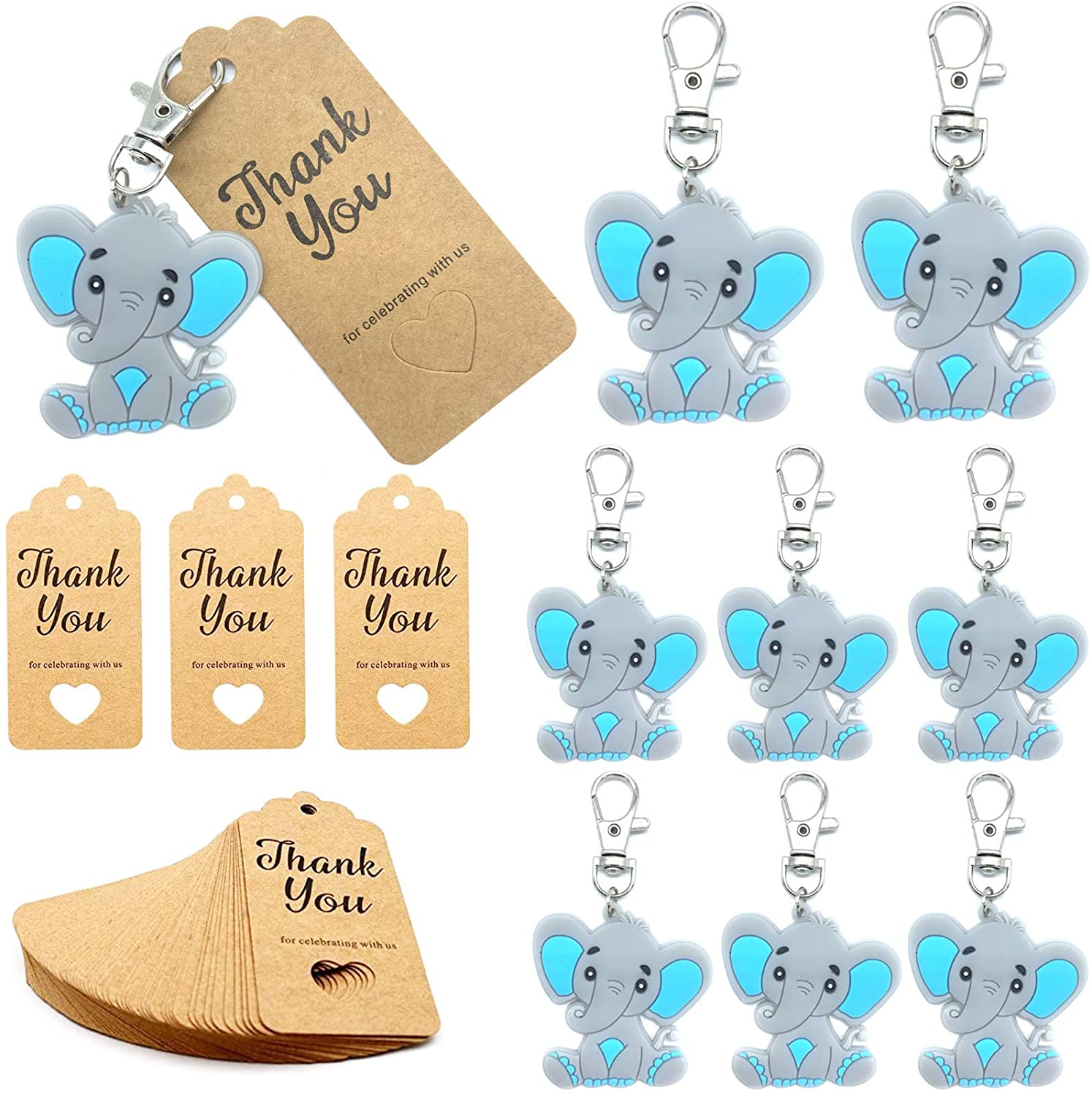 Baby Favor Tags in Cardboard Kraft Shower Favors Elephant Thank You Baby Shower Tags Elephant Shower Gift Tags Thank You Tags