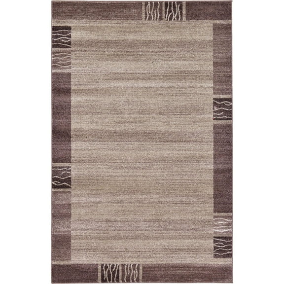 Unique Loom Del Mar Collection Area Rug - Sarah (5' 3" x 8' Rectangle Dark Beige/Brown)