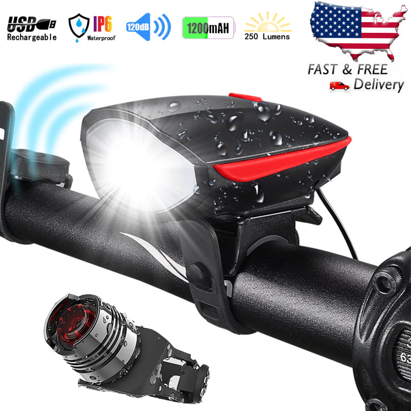 Super Bright USB Led Bike Bicycle Light Rechargeable Headlight &Taillight Set 