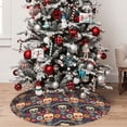 thumbnail image 5 of Sikiie Skulls and Flowers 30-48 inches {designName} Print Christmas Tree Skirt Snowman Xmas Tree Skirt with Edge Christmas Decorations for Holiday Party30", 5 of 7