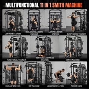 Mikolo Horus Smith Machine Home Gym, Functional Trainer with 260LBS Plates, 2×2Uprights (33 Holes), Dual 128LBS Weight Stack, Centralized Resistance Lat & Row System