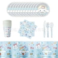 thumbnail image 1 of Sanrio decoración de fiesta Kawaii Cinnamoroll, suministros para fiesta de cumpleaños, incluye taza, plato, mantel, servilleta, cuchillo, cuchara, tenedor, regalos, 1 of 3