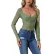 thumbnail image 4 of Cuerpo de encaje de mujer INSPIRE CHIC, top de manga larga, escote en V, leotardo, color verde S, 4 of 6