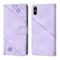 thumbnail image 2 of Feishell for Apple iPhone XS Max 6.5 inch Wallet Case with Wrist Strap,Flip Cover with Embossed Pattern PU Leather Kickstand Credit Card Slots Magnetic Clasp Folio Purse Phone Case,Purple, 2 of 7