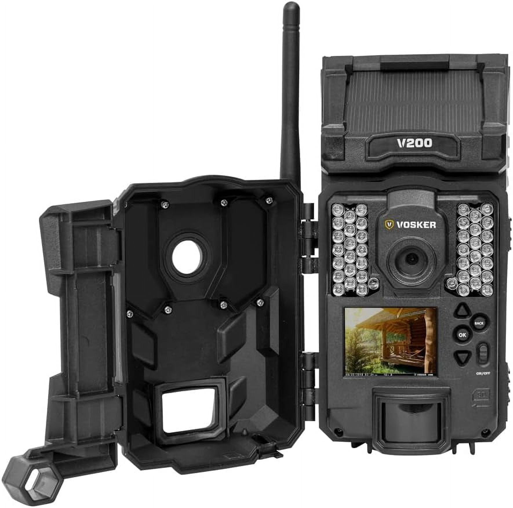 Vosker V200 | Cellular Security Camera | Built-in Solar Panel | LTE, Wireless, Weatherproof, No Wi-Fi Required | Motion Activated Outdoor Surveillance Cameras (V200)
