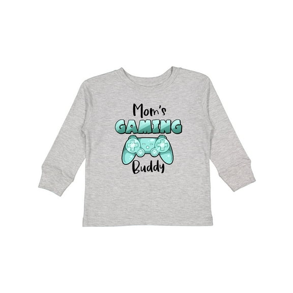 Inktastic Mom's Gaming Buddy- Aqua Controller Boys or Girls Long Sleeve Toddler T-Shirt