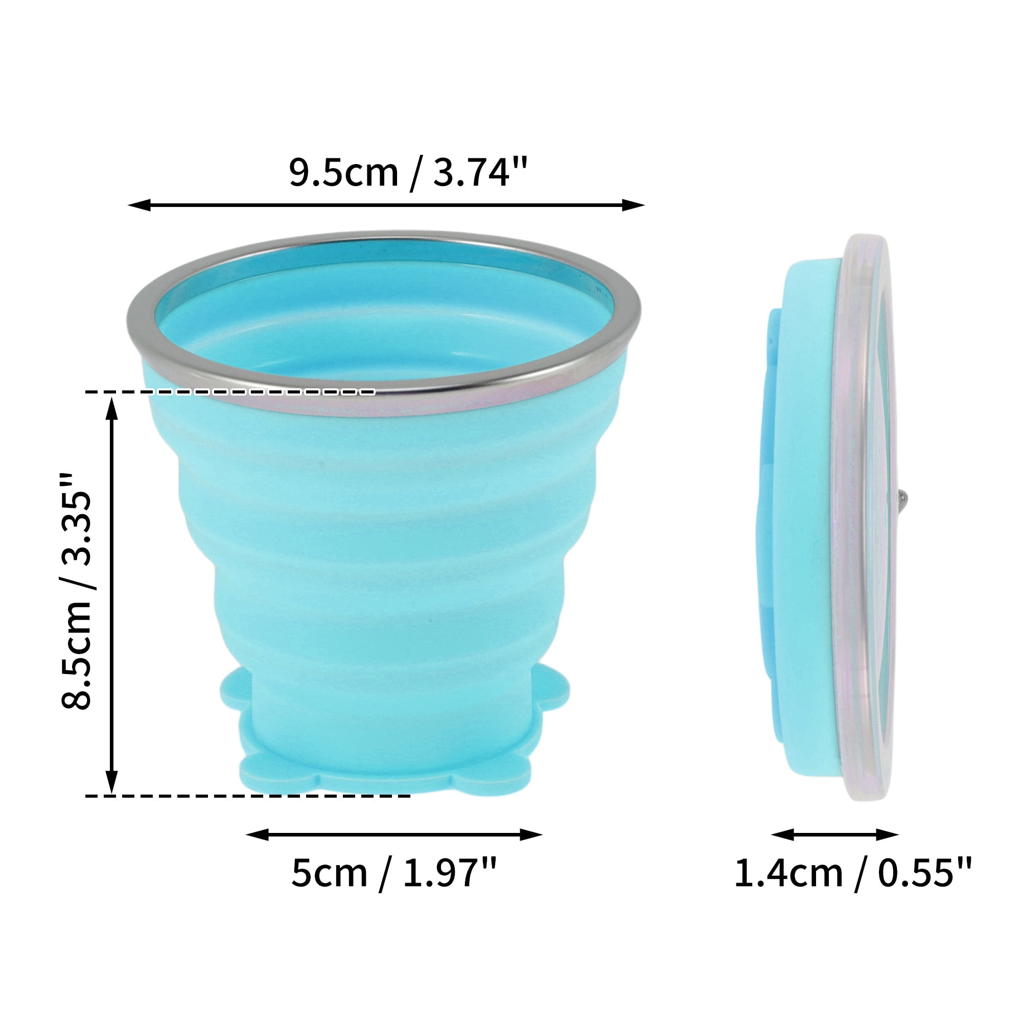 Unique Bargains Folding Cup Bears Design Collapsible Cups 1 Pc  Sky Blue 270ml