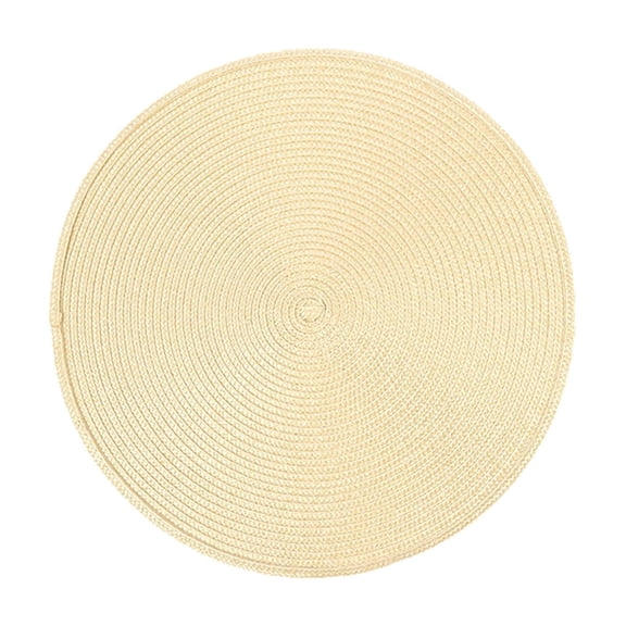 Woven Round Table Mat 14.96in – Heat & Oil Resistant, Waterproof Placemat for Dining Table, Coffee Table, Restaurant, Home – Stylish Heat Insulation & Easy Clean Protection(Beige)