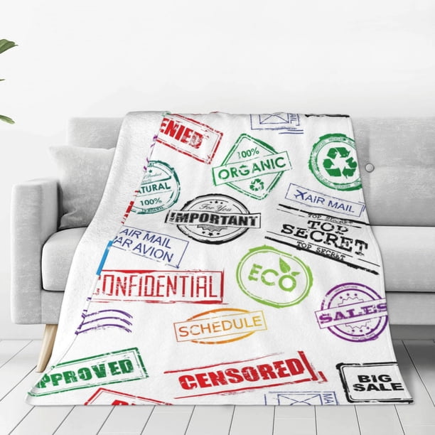 Fotbe Stamp Set Collection Manta de Franela Acolchonada con Estampado, Súper Suave y Esponjosa, Extra Grande para Sofá, Cama, Uso Todo el Año-40"x30"