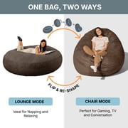 Jaxx 6-Foot Giant Bean Bag Chair, Convertible 2-in-1 Chair & Bed for Adults, Microsuede Chocolate