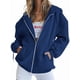 thumbnail image 1 of Sudaderas con Capucha y Cremallera para Mujer, Sudaderas Extragrandes, Conjuntos de Moda Escolar para Otoño, Chaquetas Informales, Ropa de Invierno Azul Marino M, 1 of 9