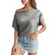 thumbnail image 1 of Gibobby Camisetas de verano para mujer Camiseta manga corta informal con hombros descubiertos color liso para mujer(Gris,G), 1 of 5