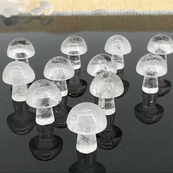 K-KED 10Pcs Wholesale Natural Clear Quartz Crystal Carved Mushroom Minerals Decor Gift-default
