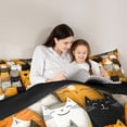 thumbnail image 4 of Homewish Cute Pet Cats Full Size Comforter Sets,Cartoon Animals Bedding Comforter Set,Orange Gray,Black Reversible,3pcs,1 Comforter and 2 Pillowcases, 4 of 7