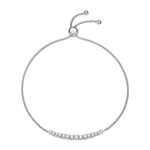 Forever Facets 1/2 CT TW Lab Grown Diamond Platinum over Sterling Silver Bolo Bracelet, Adult Female