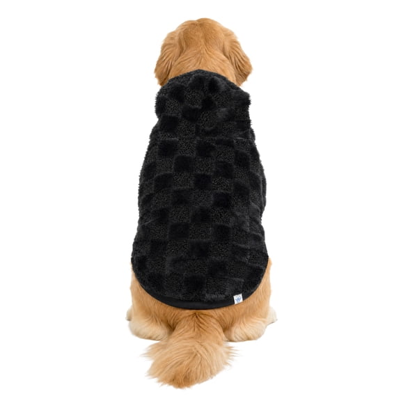 Oodles Checkerboard Fall Sherpa Dog Hoodie, Black, XL