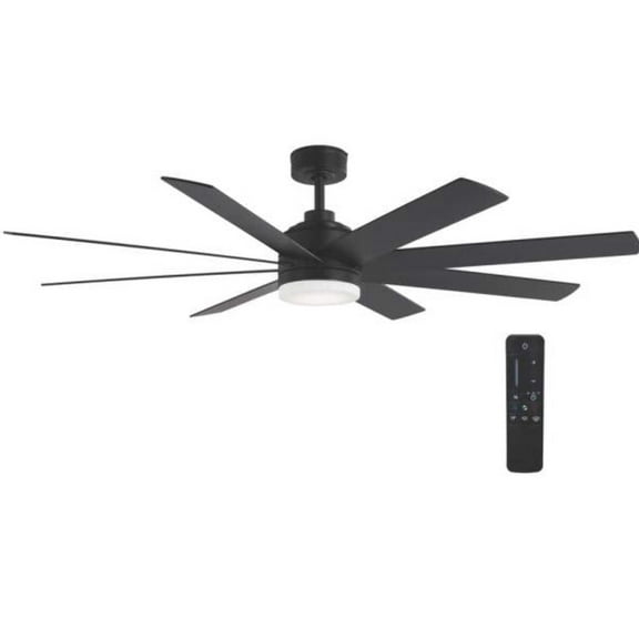 Celene II 62 in. Indoor/Outdoor Matte Black DC Motor Ceiling Fan with Adjustable White Integrated LED W/ Remote Included